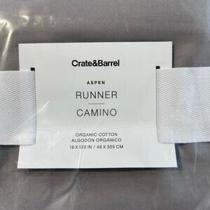 Crate & Barrell NEW Aspen Runner Organic Cotton Metal Gray 18" x 120"